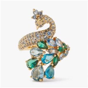 Kate Spade Pave Peacock Cocktail Statement Ring, Gold NWT